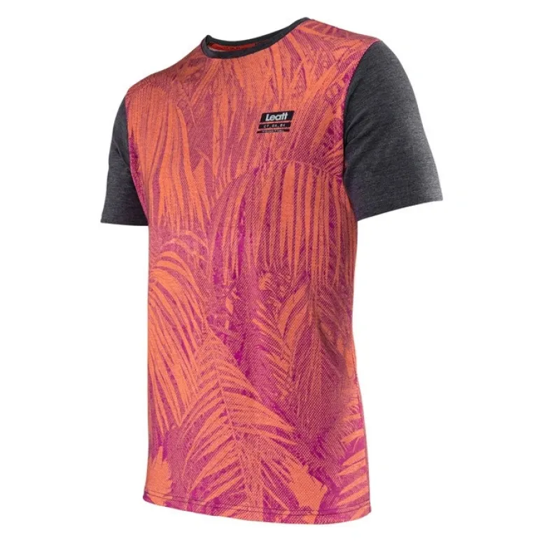 Koszulka T-shirt LEATT PREMIUM JUNGLE bordowy pomarańczowy