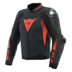 Kurtka skórzana DAINESE SUPER SPEED 4 PERFORATED BLACK/FLUO RED czarny czerwony fluo