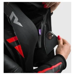 Kurtka skórzana damska REBELHORN DIVA ST BLACK/RED/WHITE czarny czerwony biały