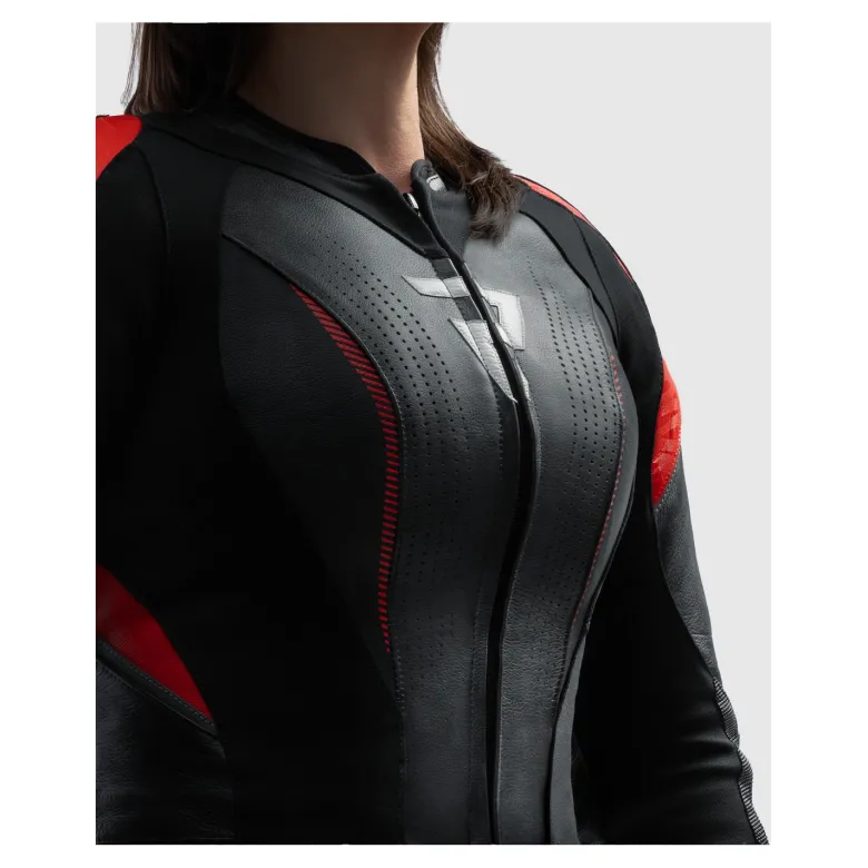 Kurtka skórzana damska REBELHORN DIVA RS BLACK/RED czarny czerwony