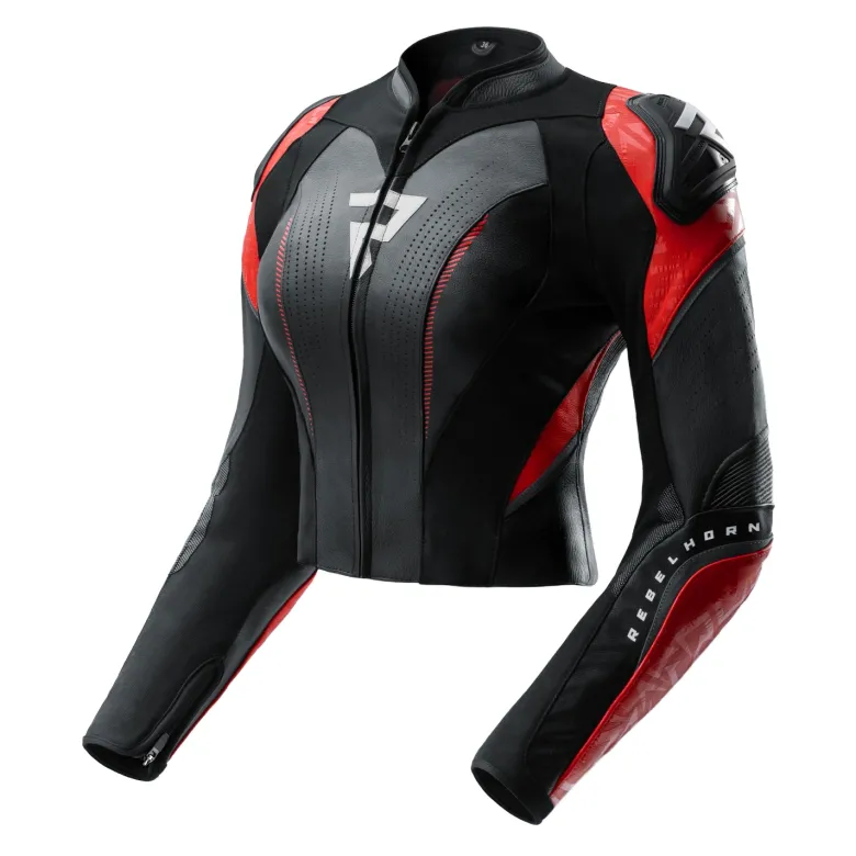 Kurtka skórzana damska REBELHORN DIVA RS BLACK/RED czarny czerwony