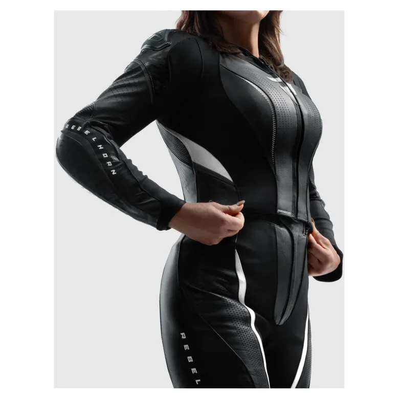 Kurtka skórzana damska REBELHORN DIVA RS BLACK/WHITE czarny biały