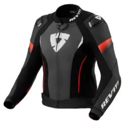 Kurtka skórzana damska REVIT XENA 4 PRO LADY BLACK/NEON RED czarny czerwony fluo