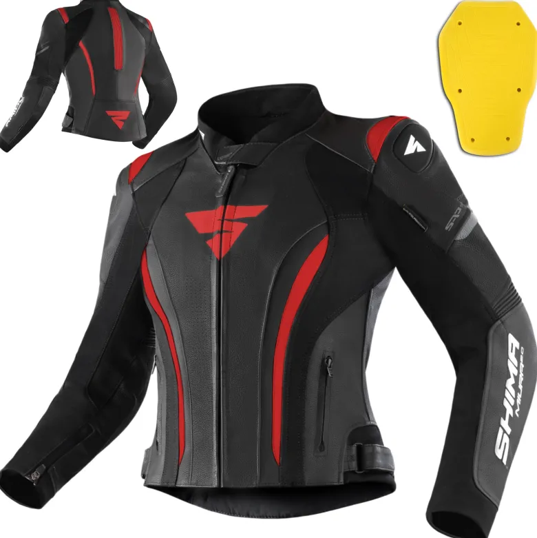 Kurtka skórzana damska SHIMA MIURA 2.0 BLACK/RED czarny czerwony biały