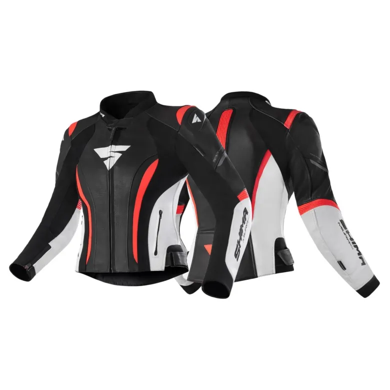 Kurtka skórzana damska SHIMA MIURA 2.0 RED FLUO czarny biały czerwony fluo
