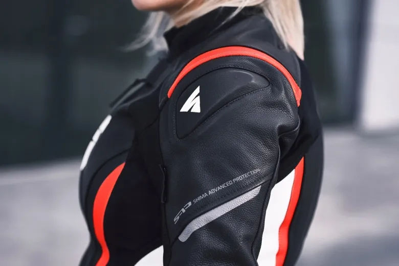 Kurtka skórzana damska SHIMA MIURA 2.0 RED FLUO czarny biały czerwony fluo