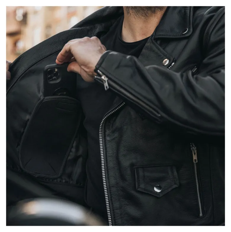 Kurtka skórzana motocyklowa ramoneska OZONE RAMONES czarna