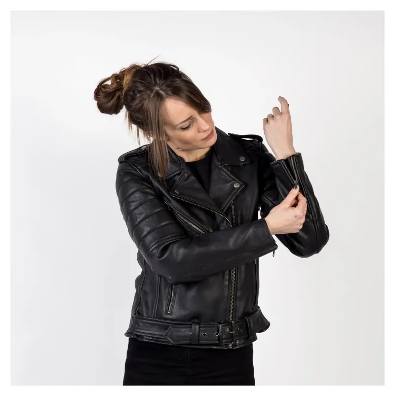 Kurtka skórzana ramoneska damska OZONE RAMONES MODERN LADY MATT BLACK czarny