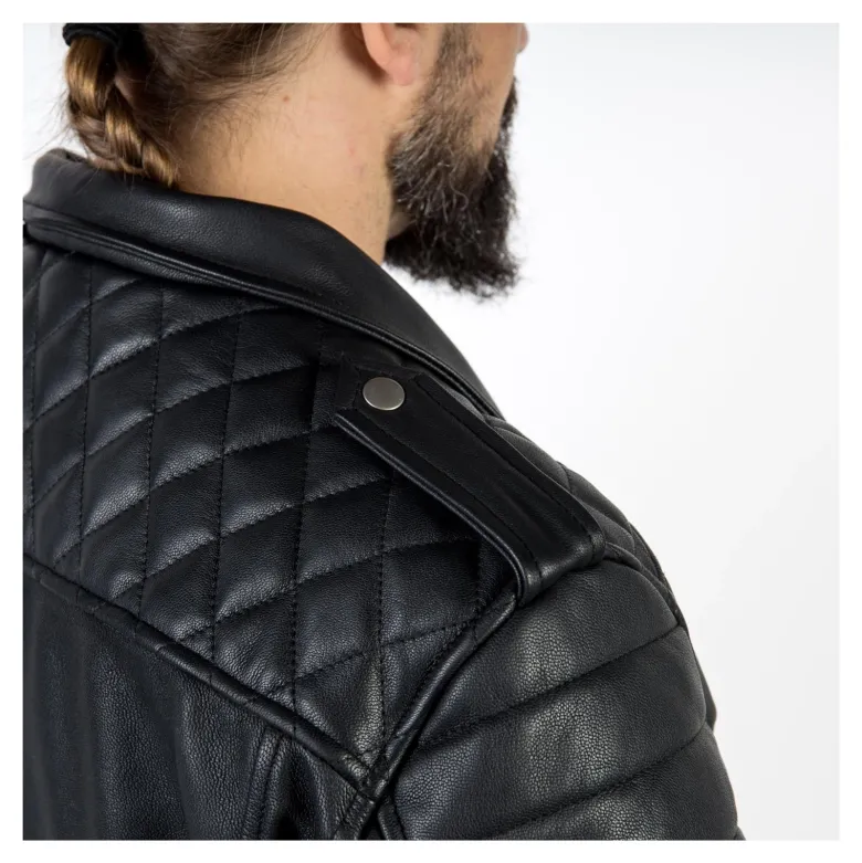 Kurtka skórzana ramoneska OZONE RAMONES MODERN MATT BLACK czarny