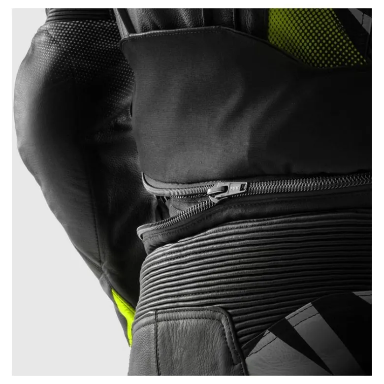 Kurtka skórzana REBELHORN INFERNO BLACK/WHITE/FLUO YELLOW czarny biały