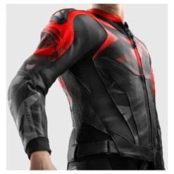 Kurtka skórzana REBELHORN INFERNO BLACK/FLUO RED czarny czerwony fluo