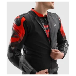Kurtka skórzana REBELHORN INFERNO BLACK/FLUO RED czarny czerwony fluo