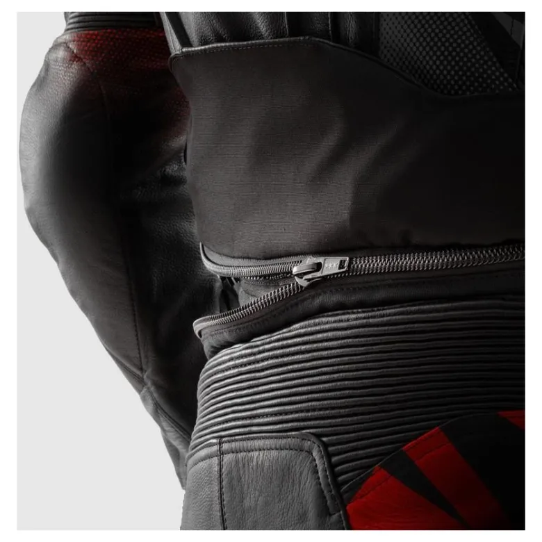 Kurtka skórzana REBELHORN INFERNO BLACK/FLUO RED czarny czerwony fluo
