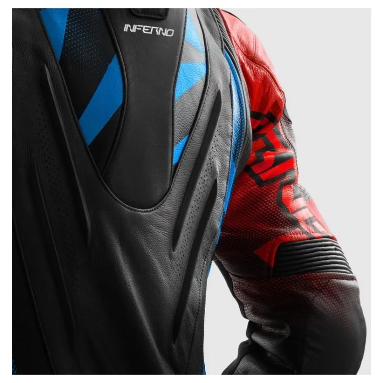 Kurtka skórzana REBELHORN INFERNO BLACK/BLUE/WHITE/RED czarny niebieski biały czerwony