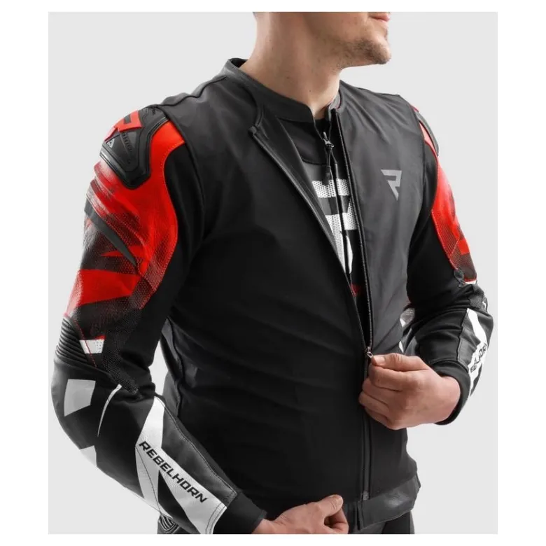 Kurtka skórzana REBELHORN INFERNO BLACK/BLUE/WHITE/RED czarny niebieski biały czerwony
