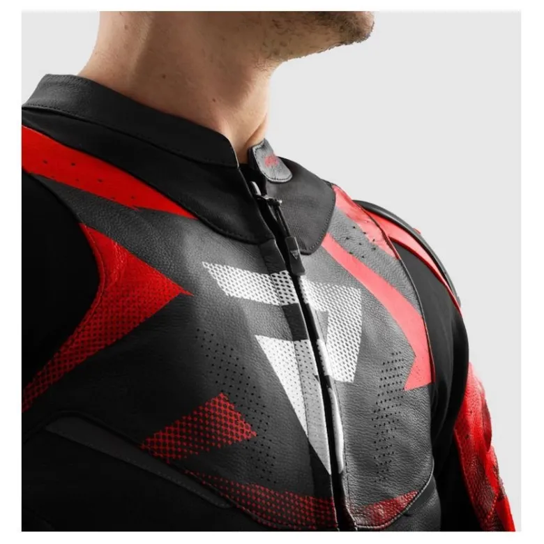 Kurtka skórzana REBELHORN INFERNO BLACK/BLUE/WHITE/RED czarny niebieski biały czerwony