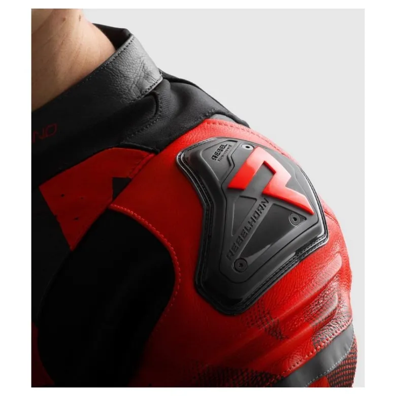 Kurtka skórzana REBELHORN INFERNO BLACK/BLUE/WHITE/RED czarny niebieski biały czerwony