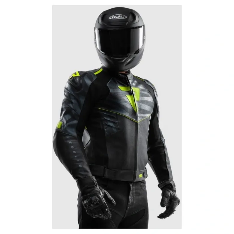 Kurtka skórzana REBELHORN VANDAL 2 BLACK/GREY/FLUO YELLOW czarny szary żółty fluo