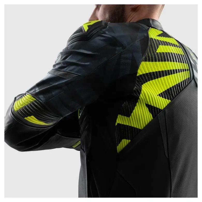Kurtka skórzana REBELHORN VANDAL 2 BLACK/GREY/FLUO YELLOW czarny szary żółty fluo