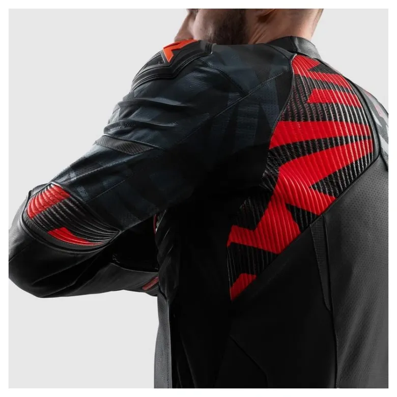 Kurtka skórzana REBELHORN VANDAL 2 BLACK/GREY/FLUO RED czarny szary czerwony fluo