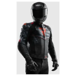 Kurtka skórzana REBELHORN VANDAL 2 BLACK/GREY/FLUO RED czarny szary czerwony fluo