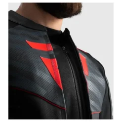 Kurtka skórzana REBELHORN VANDAL 2 BLACK/GREY/FLUO RED czarny szary czerwony fluo