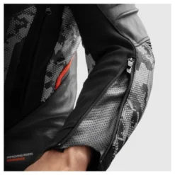 Kurtka skórzana REBELHORN VELOCE CAMO BLACK/GREY/FLUO RED czarny szary czerwony fluo