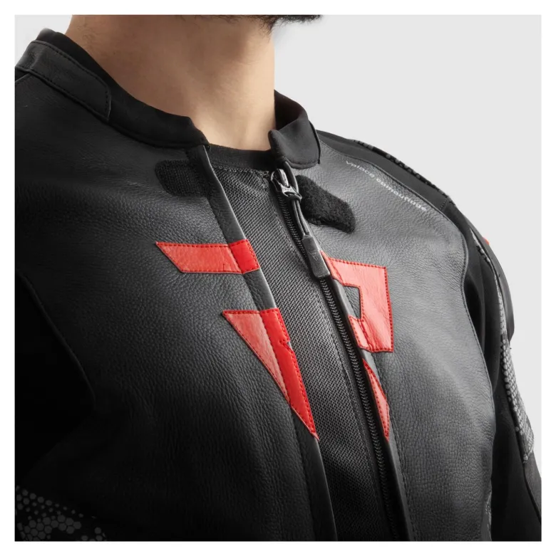 Kurtka skórzana REBELHORN VELOCE CAMO BLACK/GREY/FLUO RED czarny szary czerwony fluo