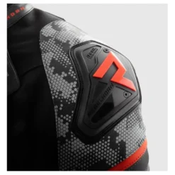 Kurtka skórzana REBELHORN VELOCE CAMO BLACK/GREY/FLUO RED czarny szary czerwony fluo