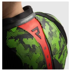 Kurtka skórzana REBELHORN VELOCE CAMO BLACK/GREEN/FLUO RED czarny zielony czerwony fluo