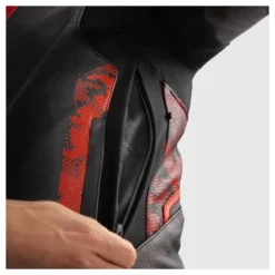 Kurtka skórzana REBELHORN VELOCE CAMO BLACK/FLUO RED czarny czerwony fluo