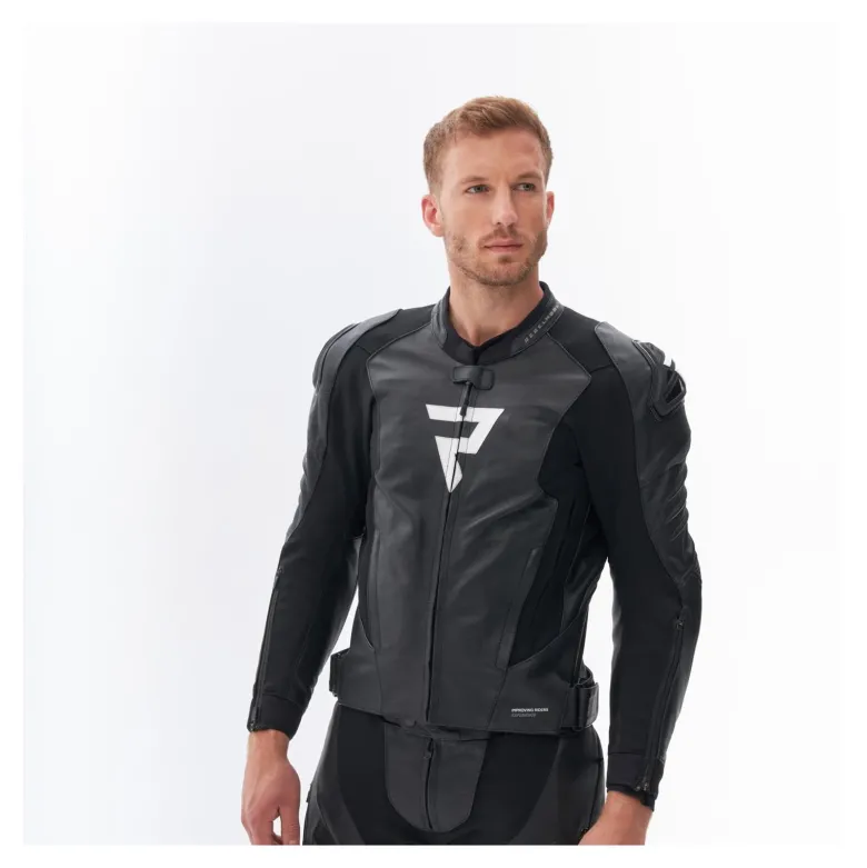Kurtka skórzana REBELHORN VELOCE BLACK/WHITE czarny biały