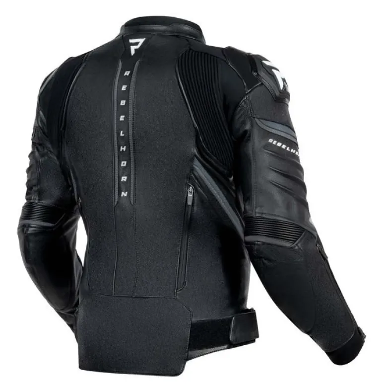 Kurtka skórzana REBELHORN VELOCE BLACK/WHITE czarny biały