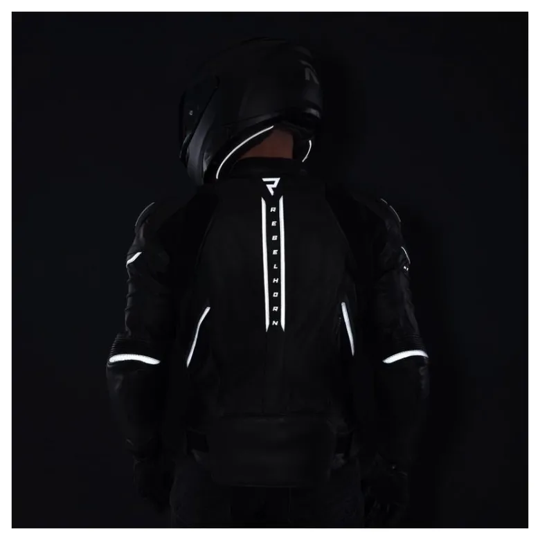 Kurtka skórzana REBELHORN VELOCE BLACK/WHITE czarny biały