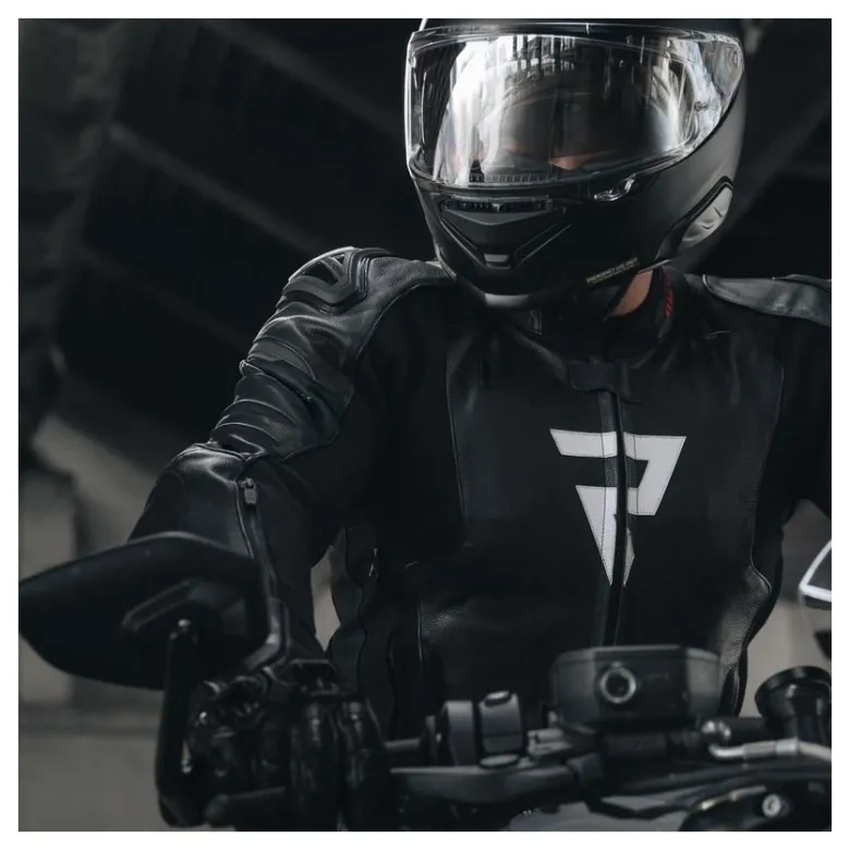 Kurtka skórzana REBELHORN VELOCE BLACK/WHITE czarny biały