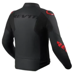 Kurtka skórzana REVIT QUADRATIC BLACK/NEON RED czarny czerwony fluo