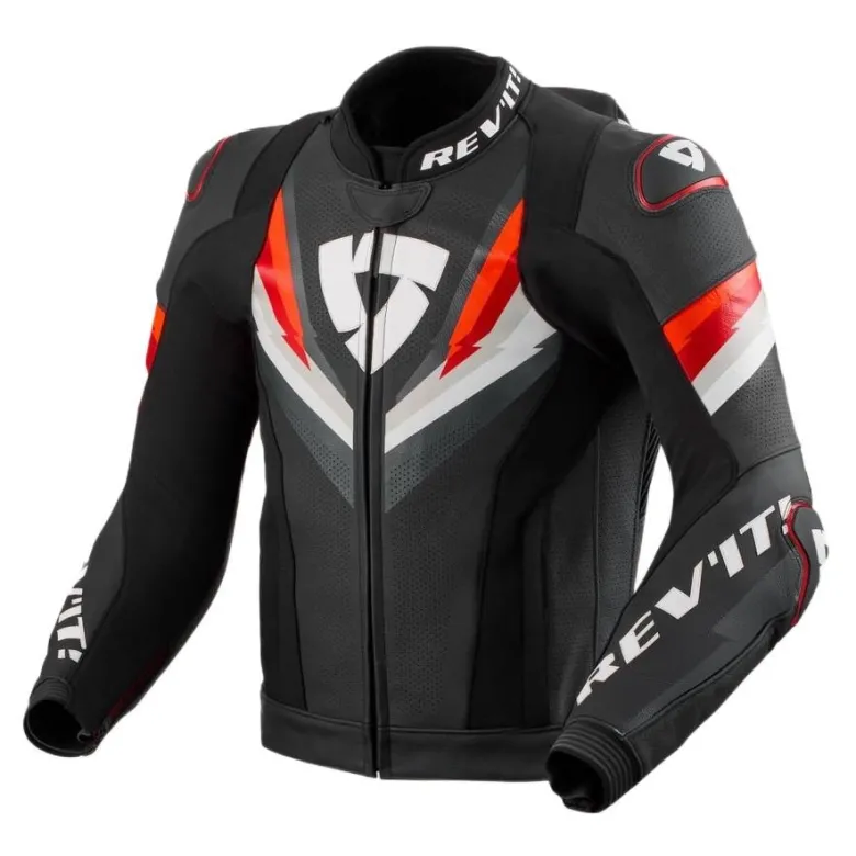 Kurtka skórzana REVIT QUANTUM 3 PRO BLACK/RED czarny czerwony