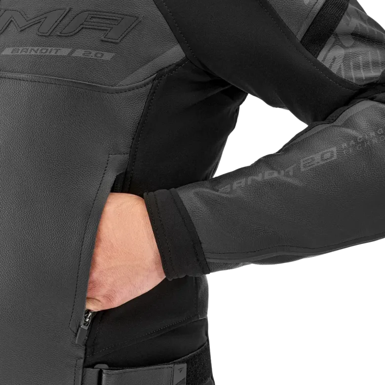 Kurtka skórzana SHIMA BANDIT 2.0 BLACK/BLACK czarny