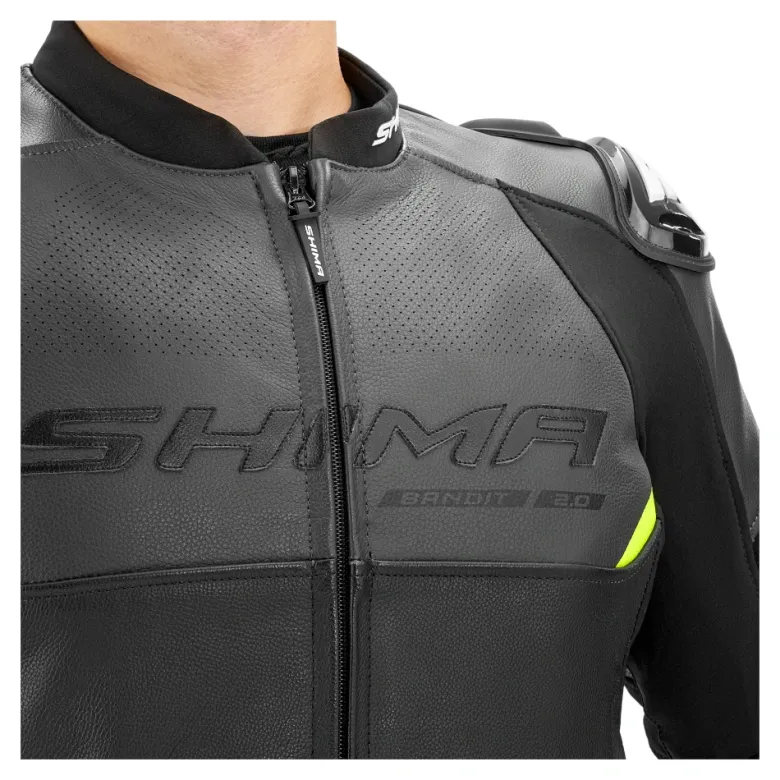 Kurtka skórzana SHIMA BANDIT 2.0 FLUO czarny biały żółty fluo