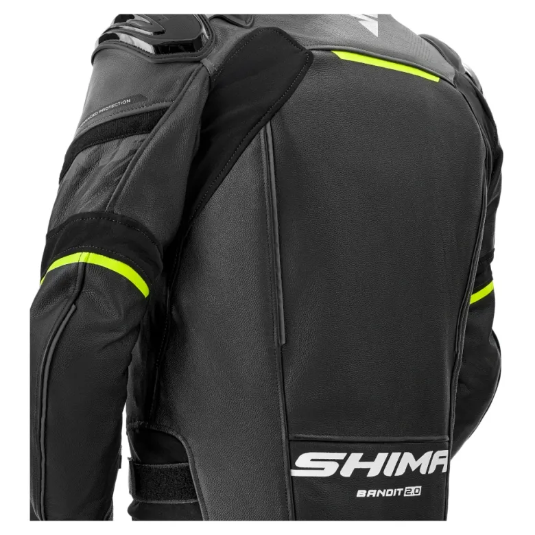 Kurtka skórzana SHIMA BANDIT 2.0 FLUO czarny biały żółty fluo