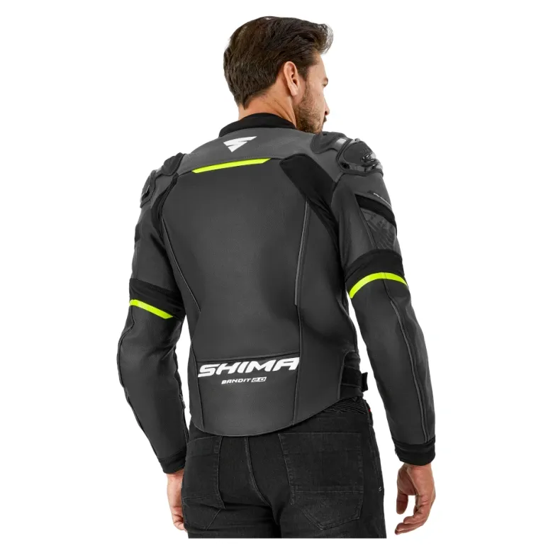 Kurtka skórzana SHIMA BANDIT 2.0 FLUO czarny biały żółty fluo