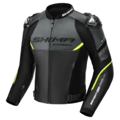 Kurtka skórzana SHIMA BANDIT 2.0 FLUO czarny biały żółty fluo