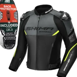 Kurtka skórzana SHIMA BANDIT 2.0 FLUO czarny biały żółty fluo