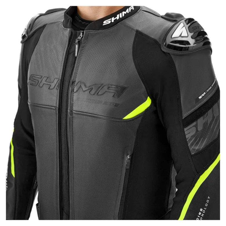 Kurtka skórzana SHIMA BANDIT 2.0 FLUO czarny biały żółty fluo