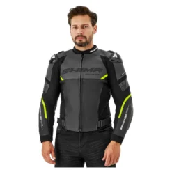 Kurtka skórzana SHIMA BANDIT 2.0 FLUO czarny biały żółty fluo