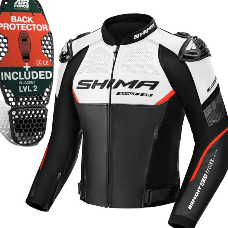 Kurtka skórzana SHIMA BANDIT 2.0 RED czarny czerwony biały