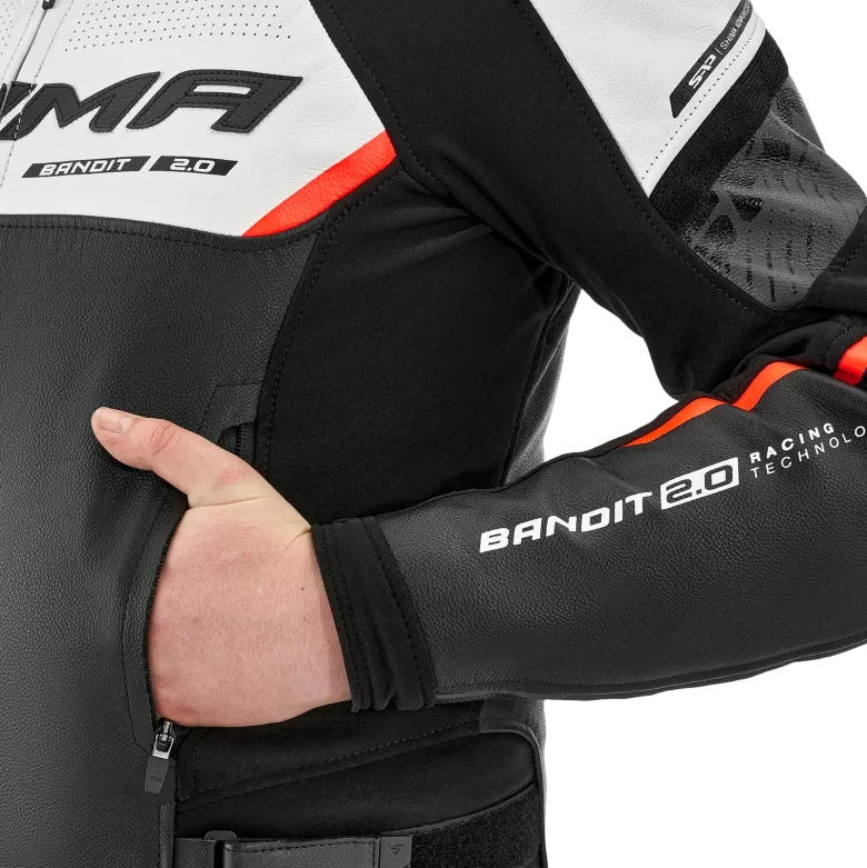 Kurtka skórzana SHIMA BANDIT 2.0 RED czarny czerwony biały