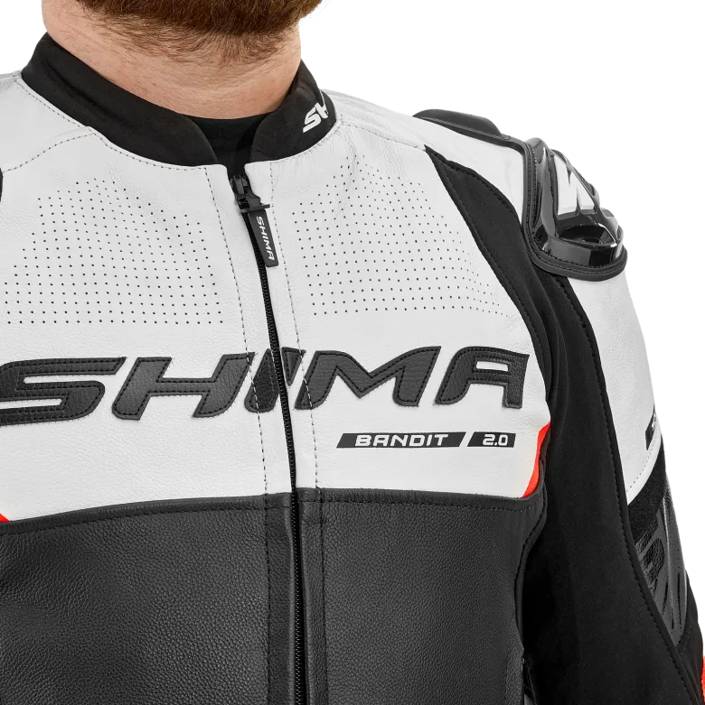 Kurtka skórzana SHIMA BANDIT 2.0 RED czarny czerwony biały