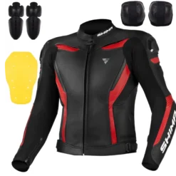 Kurtka skórzana SHIMA CHASE RED czarny czerwony