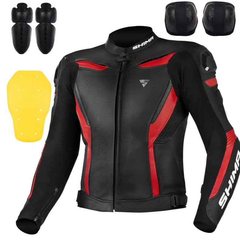 Kurtka skórzana SHIMA CHASE RED czarny czerwony